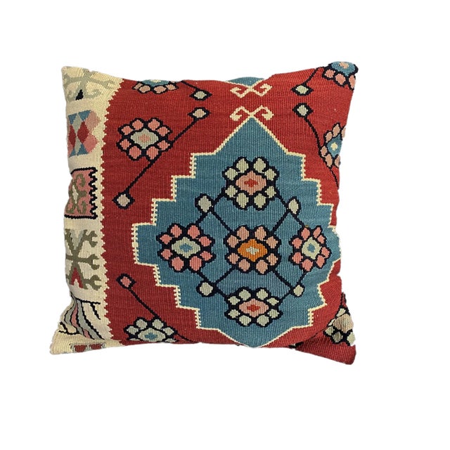 Tribal Vintage Custom Made Tribal Kilim Pillow Cover 16" For Sale - Image 3 of 6
