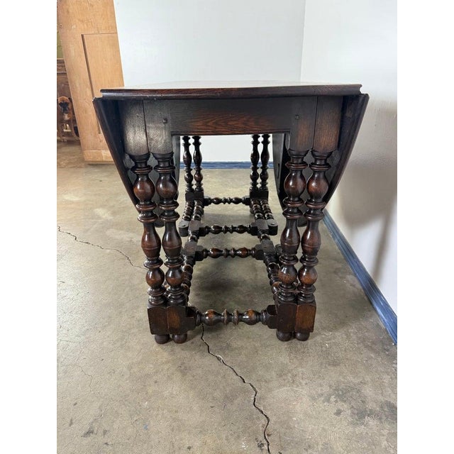 19th Century English Gate Leg Table, Dark-Stained Oak, Jacobean Style For Sale - Image 4 of 15