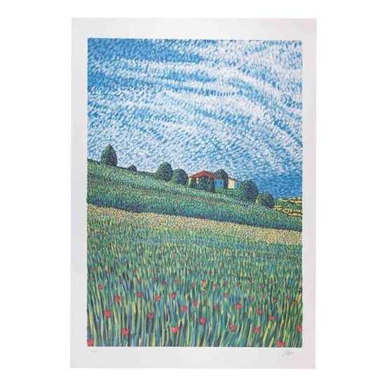 Lucio Rofrano, Countryside, Lithograph by Lucio Rofrano, 1990s For Sale - Image 4 of 4