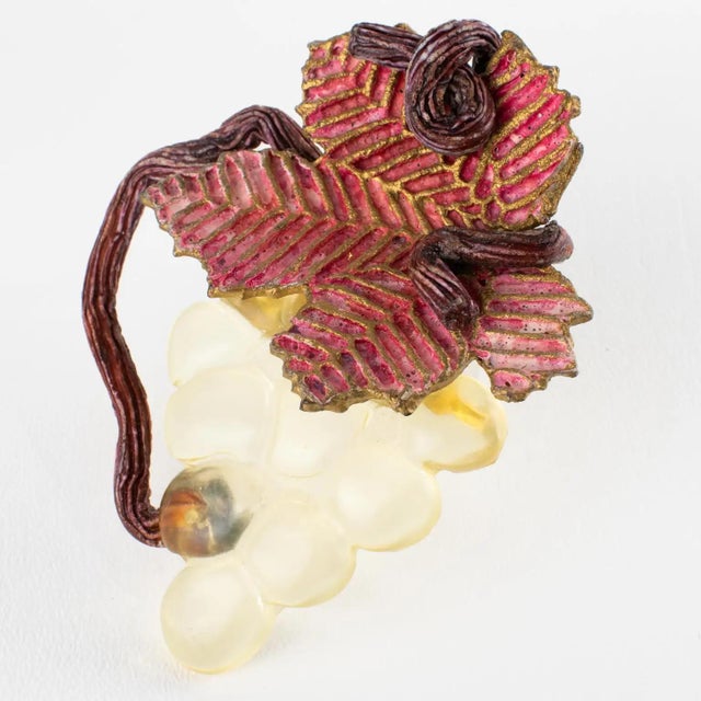 1990s Fabrice Paris Grapes Berries and Leaves Resin Brooch For Sale - Image 5 of 9