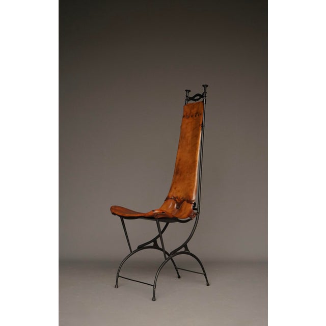 Iron & Leather Side Chair from Sido and François Thévenin, 1980s For Sale - Image 16 of 16