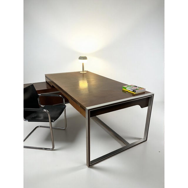 Large Double-Sided Ministers Desk in Varnished Rosewood by Claude Gaillard for Ligne Roset, 1970s, Set of 2 For Sale - Image 10 of 18