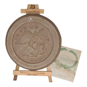 Vintage 1978 Hartstone Stoneware Cookie Mold Angel First Ed ith Stand/Recipe Book