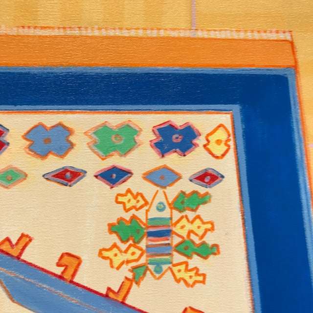 Textile Abstract Interiors Maximalist Patterns Acrylic on Canvas MCM Painting For Sale - Image 7 of 12