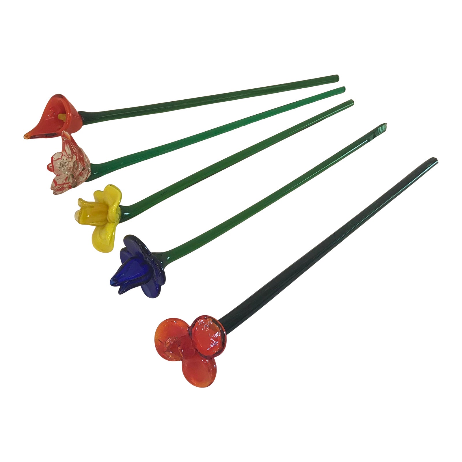 Vintage Blown Glass Flowers Set of 5 Chairish