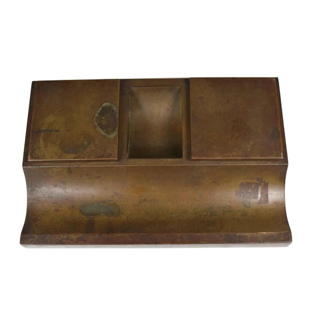 Antique 1916 Silver Crest Sterling Decorated Bronze Inkwell For Sale - Image 11 of 12