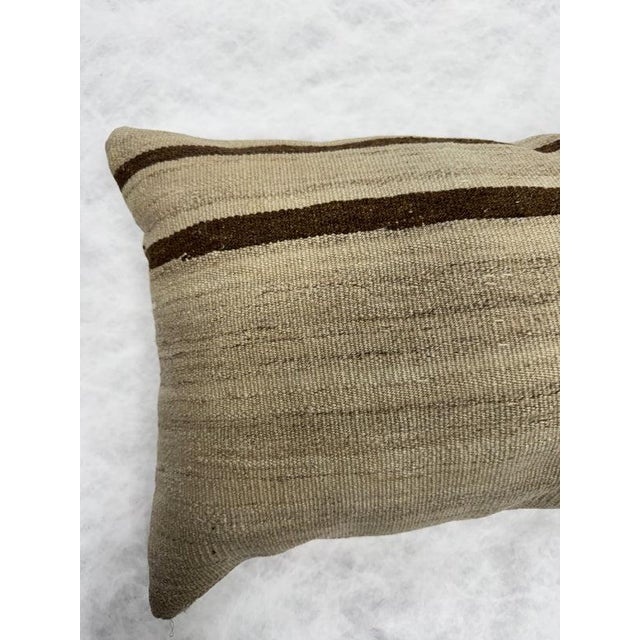 Turkish Hemp Pillow Cushion Natural Beige Brown Pillow Cushion Cover 16" x 24" For Sale - Image 4 of 4