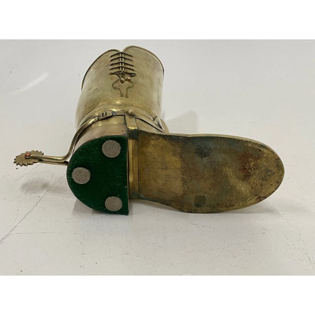 Antique Polished Brass Boot Shaped Umbrella Stand For Sale - Image 10 of 13