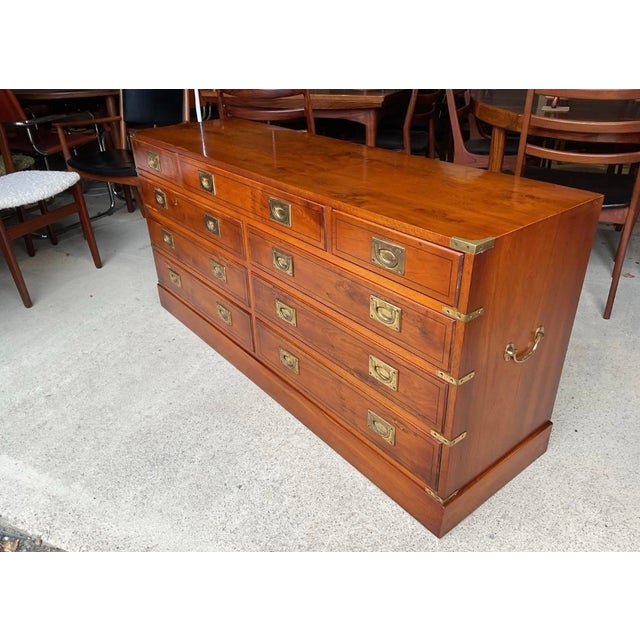 Green Military Campaign Sideboard in Burr and Burl Walnut For Sale - Image 8 of 18