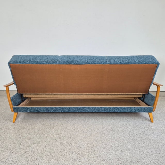 Blue Mid-Century Foldable Sofa in Blue, Germany, 1960s For Sale - Image 8 of 11