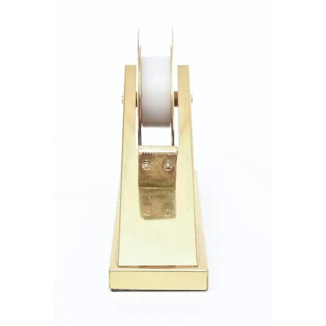 1970s Vintage Modernist Sculptural Brass Tape Dispenser and Tape Holder For Sale - Image 5 of 9