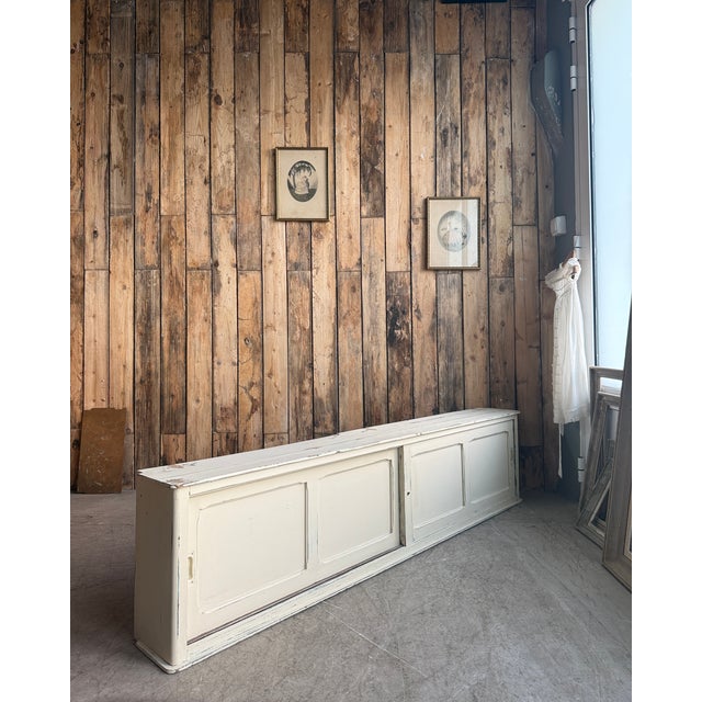 Vintage Patinated Cabinet with Sliding Doors, 1940s For Sale - Image 6 of 18