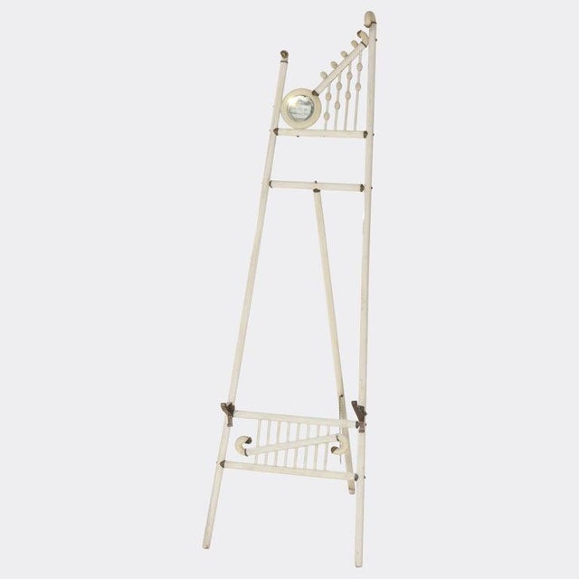 Traditional Antique Stick & Ball Art Display Easel With Mirror, Scrolls & Brass Caps C1910 For Sale - Image 3 of 8