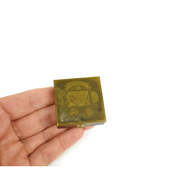 Brass Mid 20th Century Solid Brass Square Hinged Pill Box For Sale - Image 8 of 8