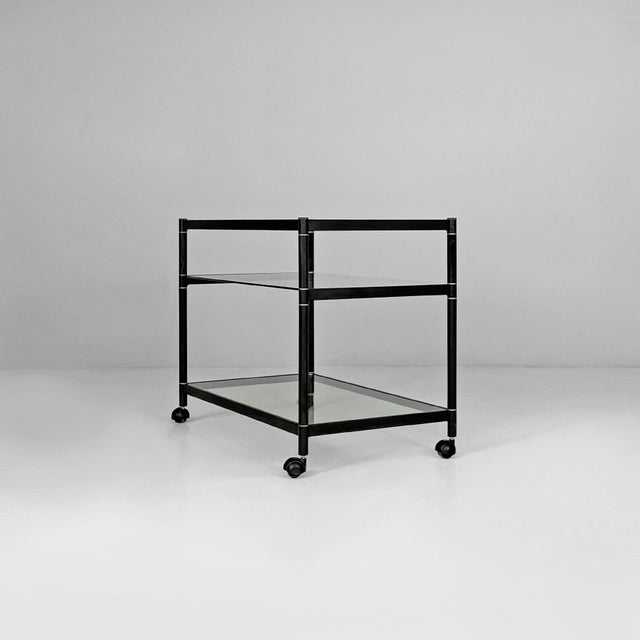 Italian Modern Cart in Steel and Glass, 1970s For Sale - Image 4 of 11