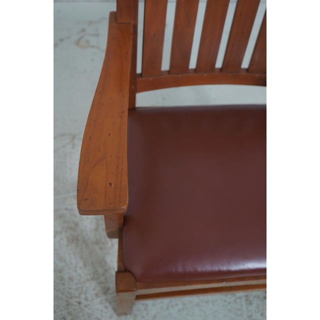 Set of 6 Mission Style Leather Seat Dining Chairs For Sale In Philadelphia - Image 6 of 18