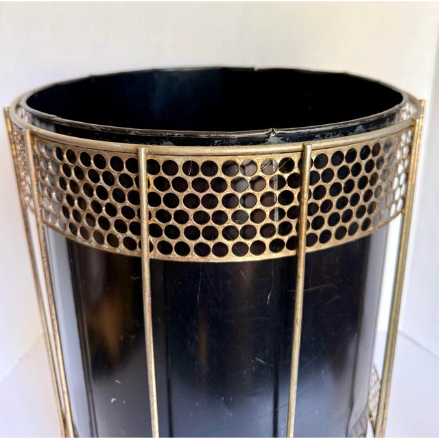Mid-Century Modern Atomic Metal Wastebasket For Sale - Image 4 of 9