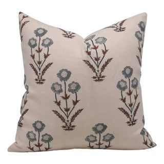 Cotton Block Print Pillow Cover 14x14 Inch– Home Décor Accent- Amitabh For Sale