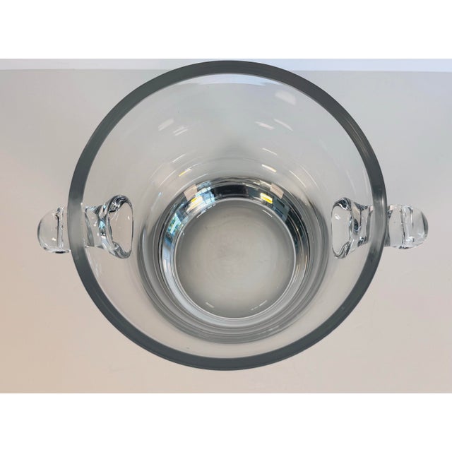 Glass Vintage 1980s Handblown Thick Glass Handled Ice Bucket For Sale - Image 7 of 7