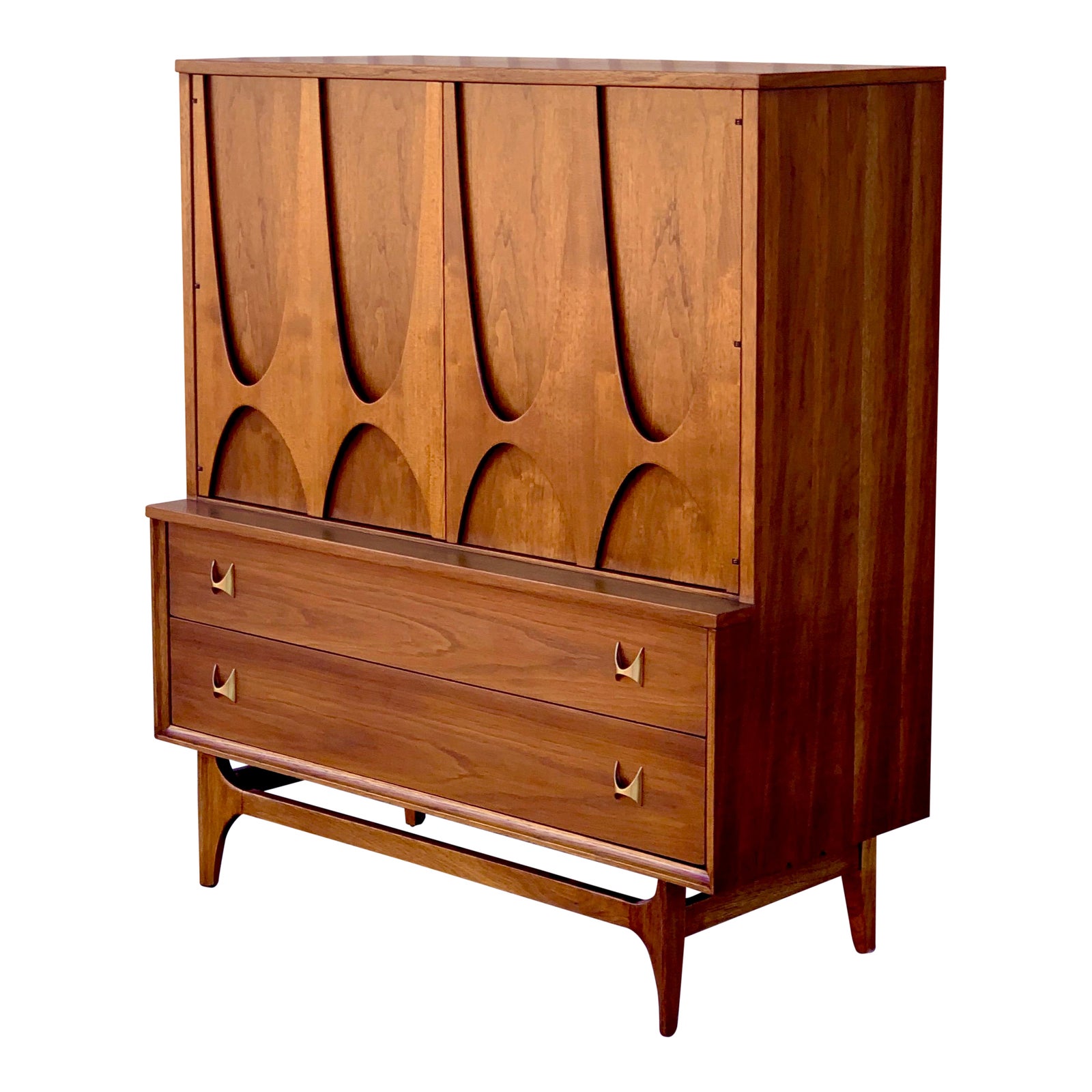 MCM MidCentury Modern Broyhill Brasilia Walnut Tall Dresser Gentleman's Chest Chairish