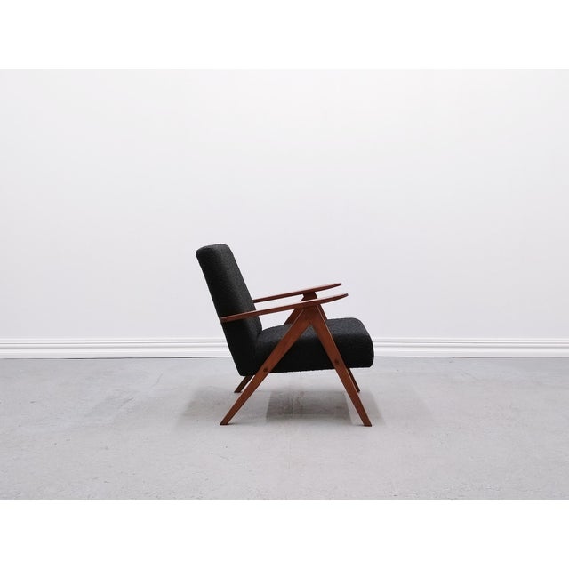 Black Mid-Century Modern Easy Chair in Black Boucle, 1960s For Sale - Image 8 of 14