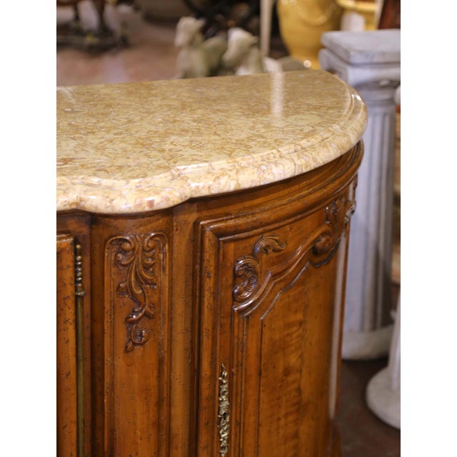 Early 20th Century Early 20th C. French Louis XV Marble Top Carved Walnut Four-Door Buffet Enfilade For Sale - Image 5 of 14