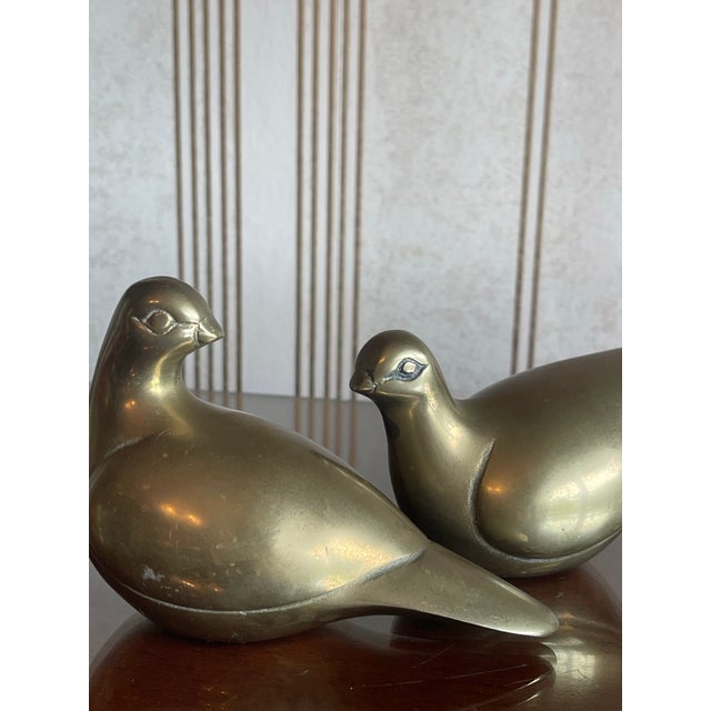 Mid-Century Modern Brass Doves For Sale - Image 11 of 12
