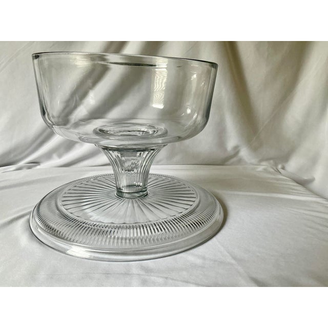 Transparent Traditional Pressed Glass Cake Stand With Glass Dome For Sale - Image 8 of 11