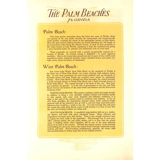 1920s "Palm Beach and West Palm Beach: The Palm Beaches Where Summer Spends the Winter" 1926 Murdock, Luke S. For Sale - Image 5 of 18