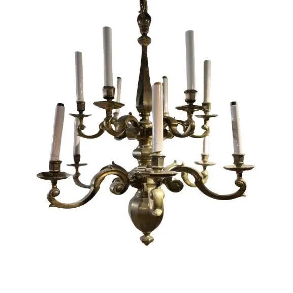 1920s Dutch Bronze Chandelier For Sale - Image 11 of 12