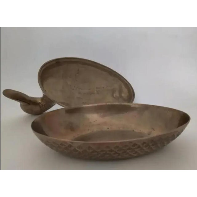 1970s Mid-Century Modern Solid Brass Mallard Duck Lidded Box For Sale - Image 9 of 13