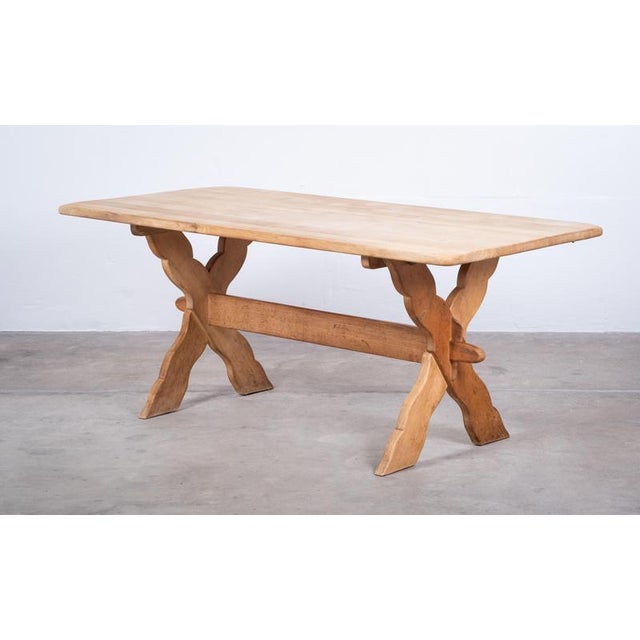 Brutalist Vintage Oak Dining Table by Henning Kjærnulf, Denmark, 1960s For Sale - Image 3 of 10