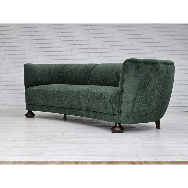 Vintage Danish Velour 3 Seater Banana Sofa, 1960s For Sale - Image 10 of 18