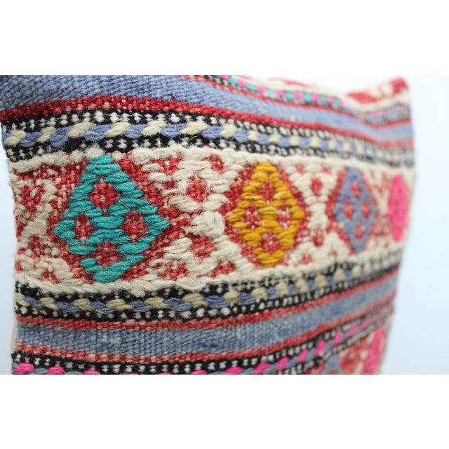 Colorful Turkish Kilim Decorative Pillow Cover - 13"x15" For Sale In Raleigh - Image 6 of 11