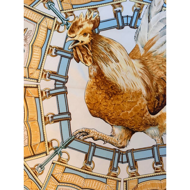 Hermes Les Coqs D’or Silk Scarf 1960 Designed by Françoise De La Perriere For Sale - Image 12 of 12