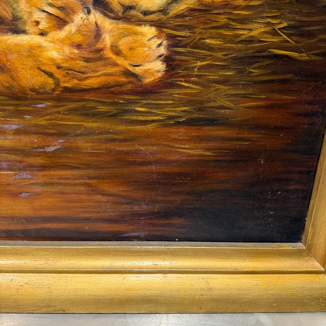Black Oil Canvas Reproduction Repose the British Lion by the Hungarian Géza Vastagh For Sale - Image 8 of 17