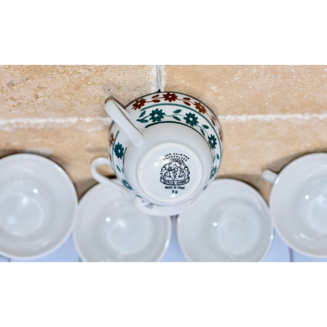 Vintage Richard Ginori Mondovi Floral Pattern 6 Piece Coffee Tea Cup Set For Sale In Palm Springs - Image 6 of 6