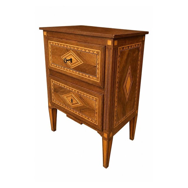 1980s Louis XVI Style Inlaid Bedside Table, 1980s For Sale - Image 5 of 5
