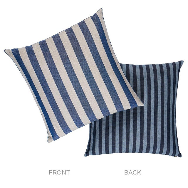 Contemporary Schumacher Hanson I/O Stripe 20" Pillow In Navy For Sale - Image 3 of 5