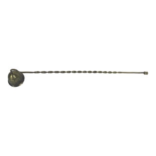 Vintage Etched Brass Candle Snuffer, Twisted Handle For Sale