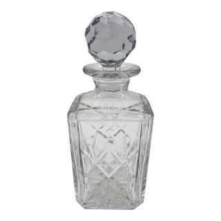 Circa 1900 English Cut Corner Square Decanter With Stopper For Sale