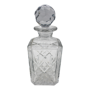 Circa 1900 English Cut Corner Square Decanter With Stopper