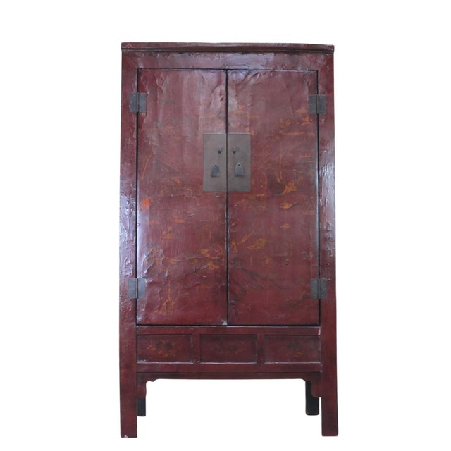 80" Inch High Chinoiserie-Style Red Elm Armoire For Sale In Greensboro - Image 6 of 12
