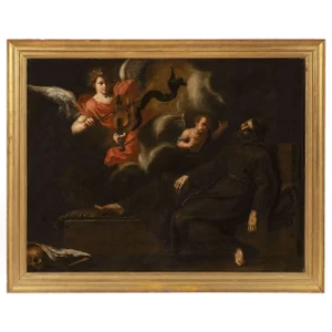 Master of the Neapolitan School of the 17th Century. Vision of Saint Francis, Paint