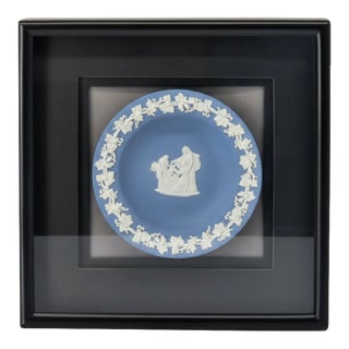 1970s Blue Wedgwood Jasperware Medallion Plate in Shadowbox Frame For Sale