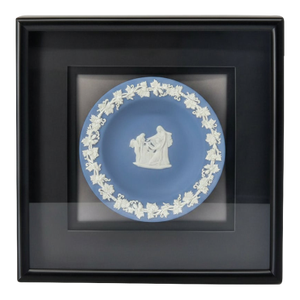 1970s Blue Wedgwood Jasperware Medallion Plate in Shadowbox Frame