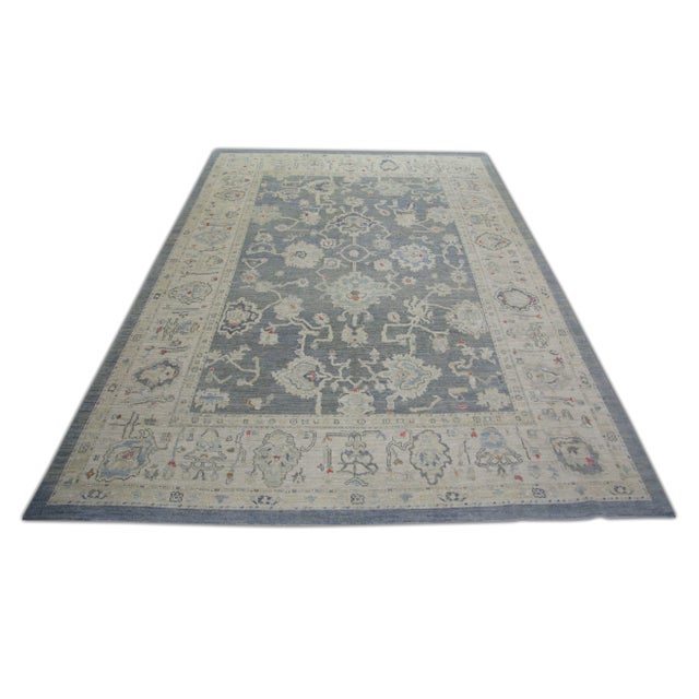 Early 21st Century Modern Turkish Oushak Rug Gray & Beige Handwoven Wool Rug 9'2" X 13' For Sale - Image 5 of 6