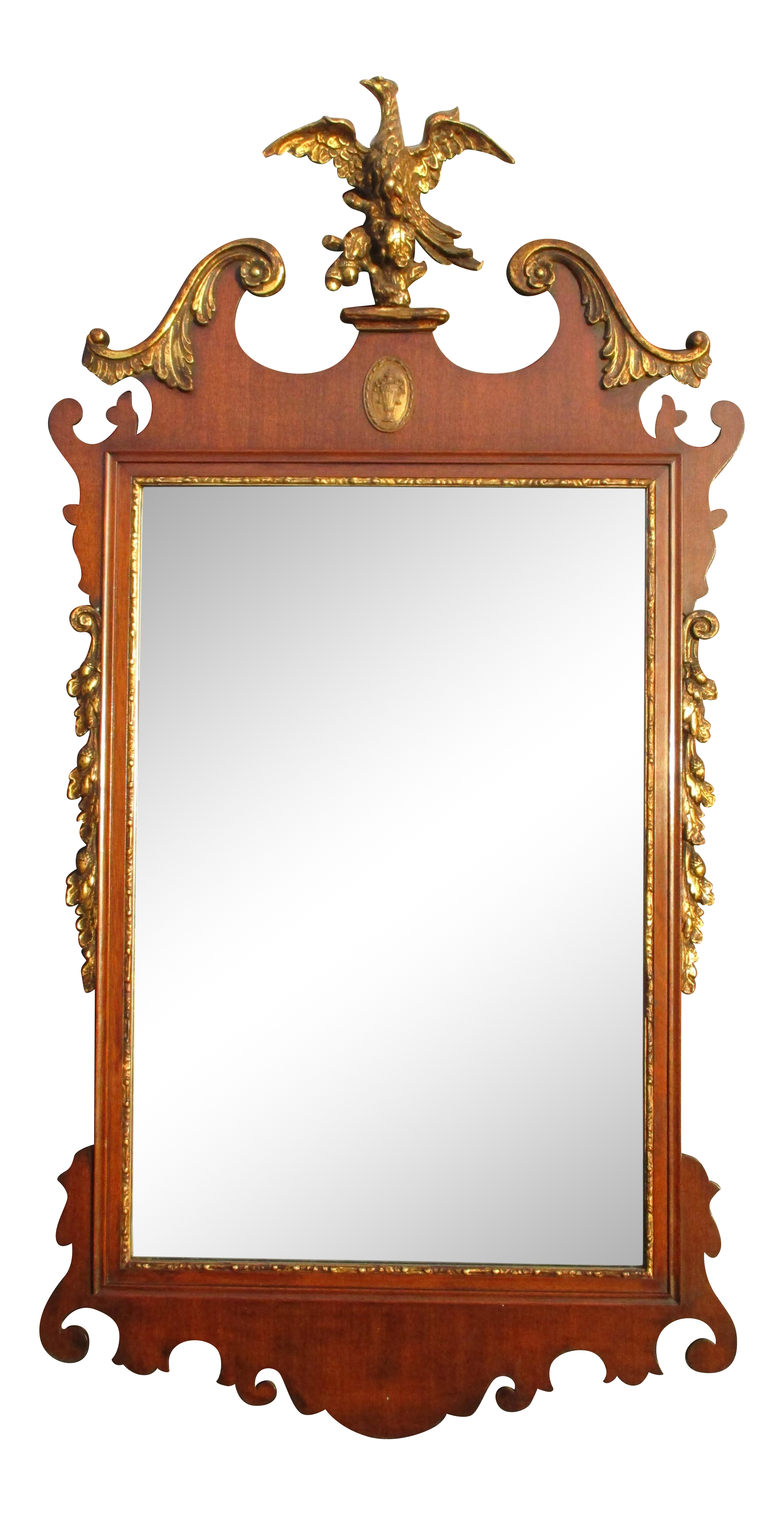 Vintage American Chippendale Gold Eagle Crest Wall Mantle Mirror Federal Style - image 0