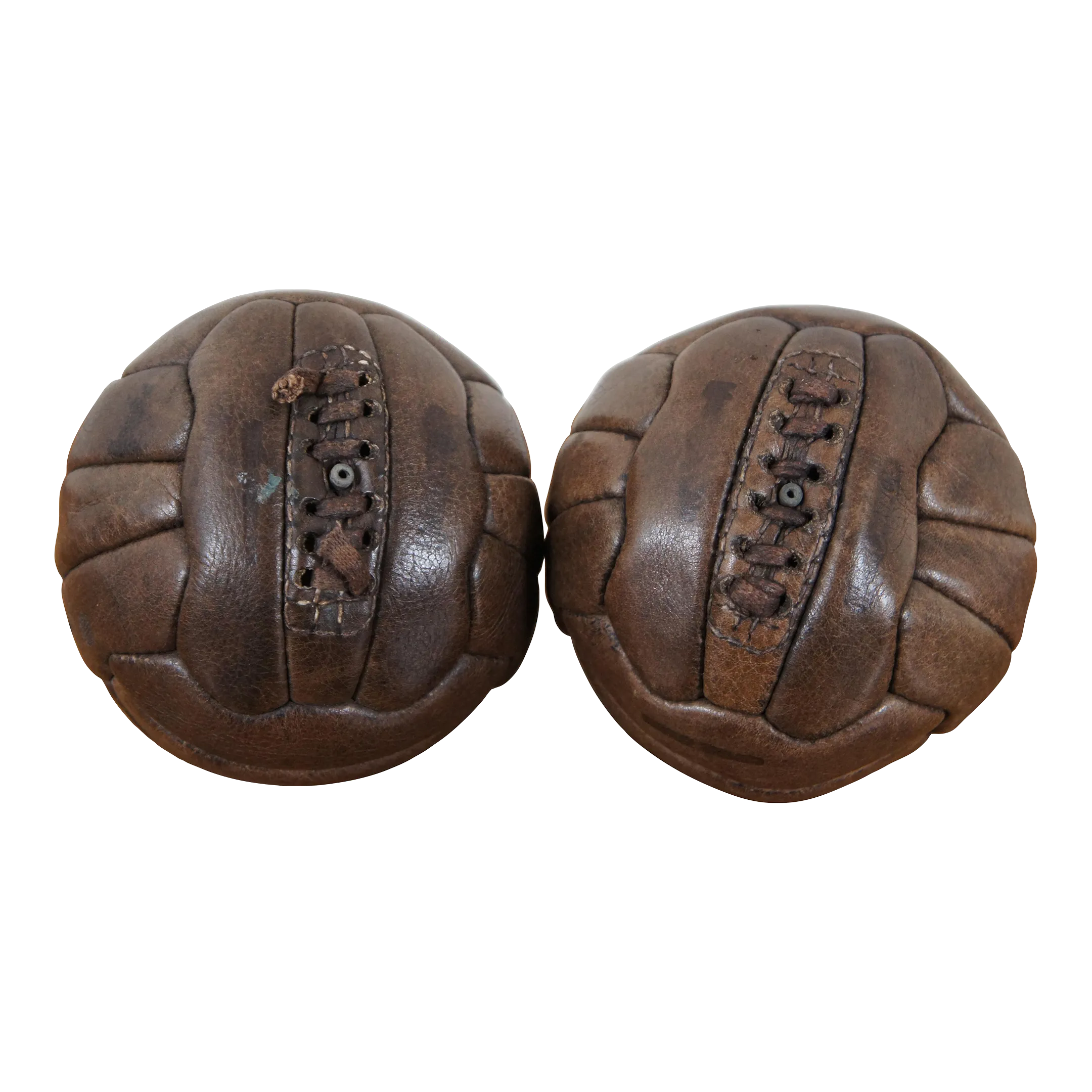 England Football　アンティーク 1930s English Mark Cross Leather Footballs Futbols Soccer Balls