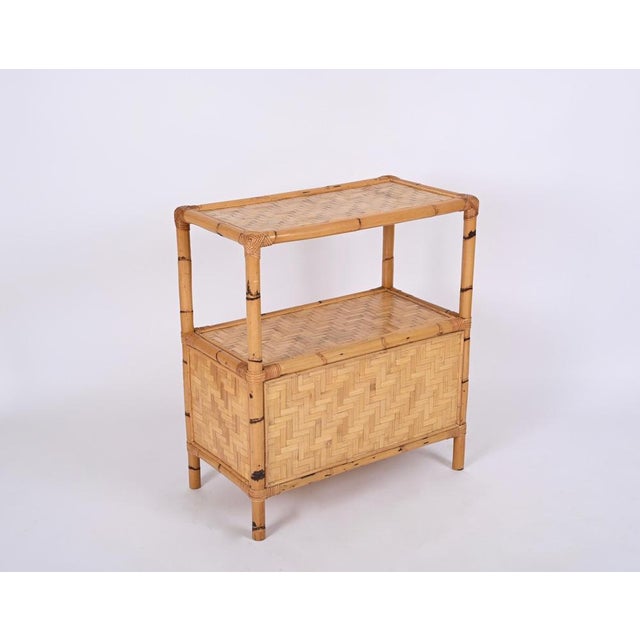 Brown Mid-Century Storage Cabinet in Woven Rattan and Bamboo, Italy, 1970s For Sale - Image 8 of 17